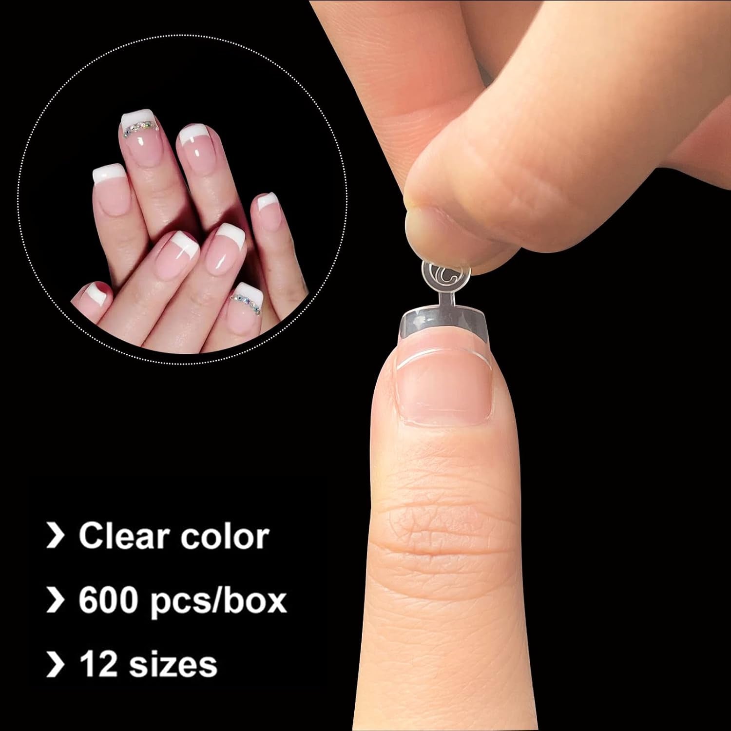 600 stuks Ovale Valse Nagel Tips 12 Maten Korte Nagel Tips Franse Half Cover Valse Nagel Tips voor DIY nagel Salon Transparant