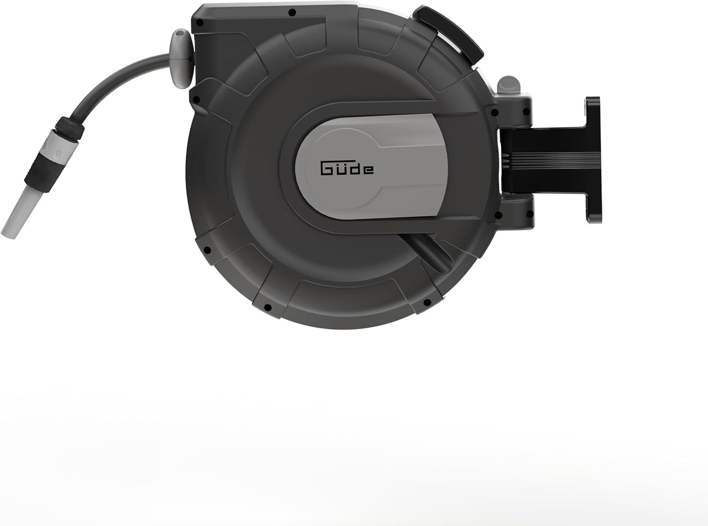 Automatische slanghaspel Güde 20-2-2 1/2 (voor wandmontage, 180° rotatie, 20 m slang, watersproeier, muurbeugel, automatisch intrekken, intrekstop, transportgreep, 2 snelkoppelingen)