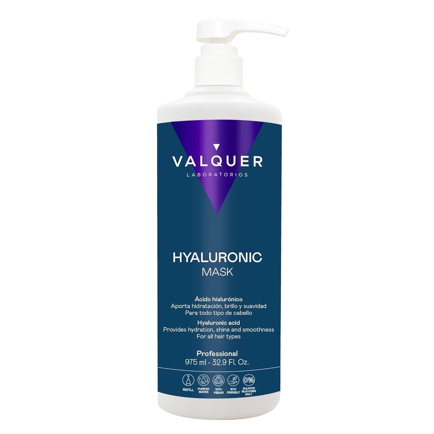 Valquer Hyaluronic Hair Treatment - Hydraterend haarmasker met lavendelgeur - Sulfaat- en siliconenvrij - 975 ml Naty Shop haarmasker 975 Ml (1 pakje) Lavendel