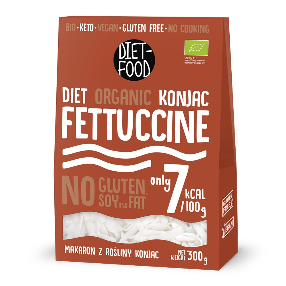 Fettuccine Konjac Noodles Bio Shirataki Diet-Food - 300 g, koolhydraatarm, suikervrij, keto, veganistisch, caloriearm, glutenvrij en eivrij, gemaakt van Konjac-meel