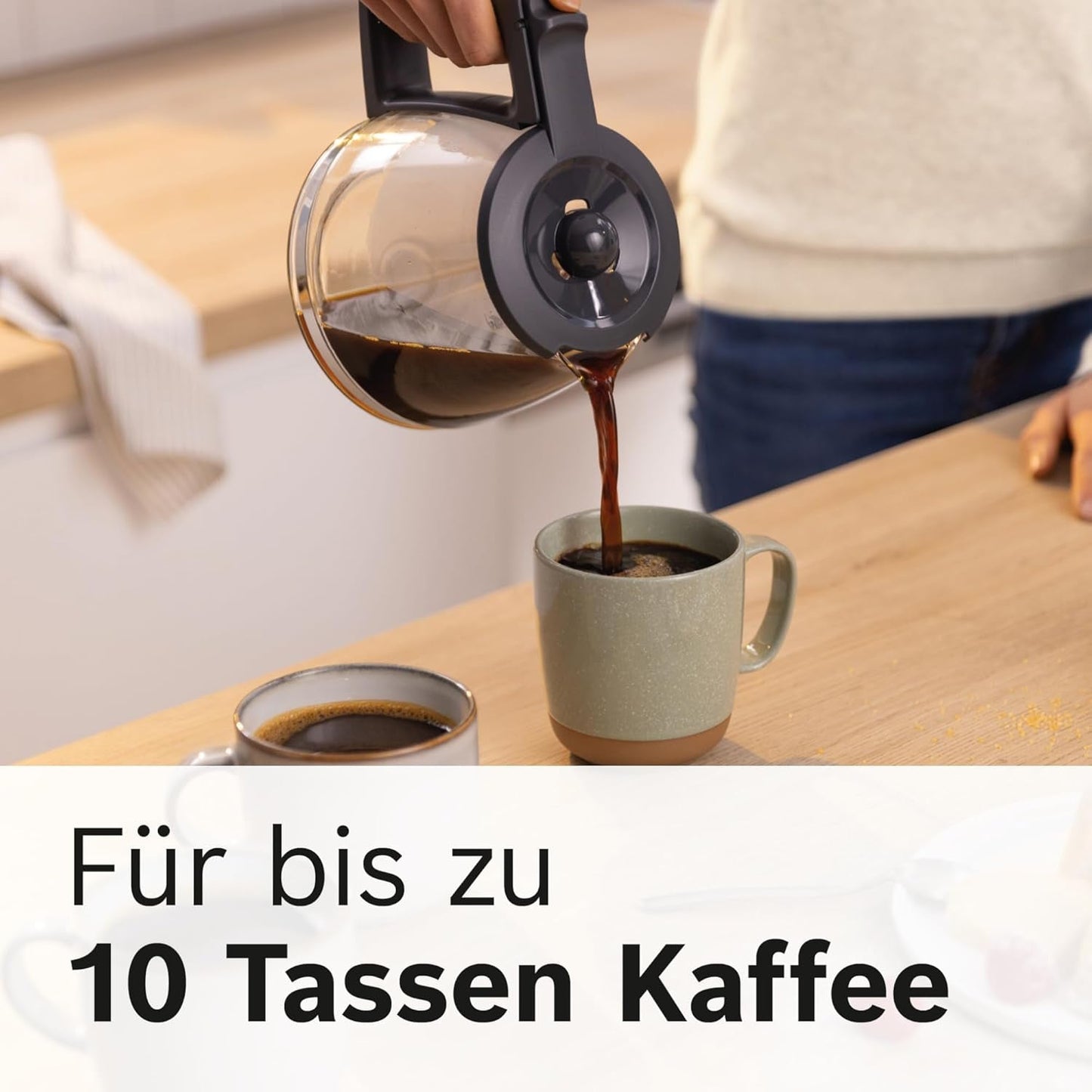 Bosch MyMoment TKA2M113 Filter-espressomachine, glazen karaf van 1,25 liter, 10-15 kopjes, warmhoudfunctie van 40 minuten, antidruppelsysteem, roterende filterhouder, afneembaar waterreservoir, 1200 watt, matzwart
