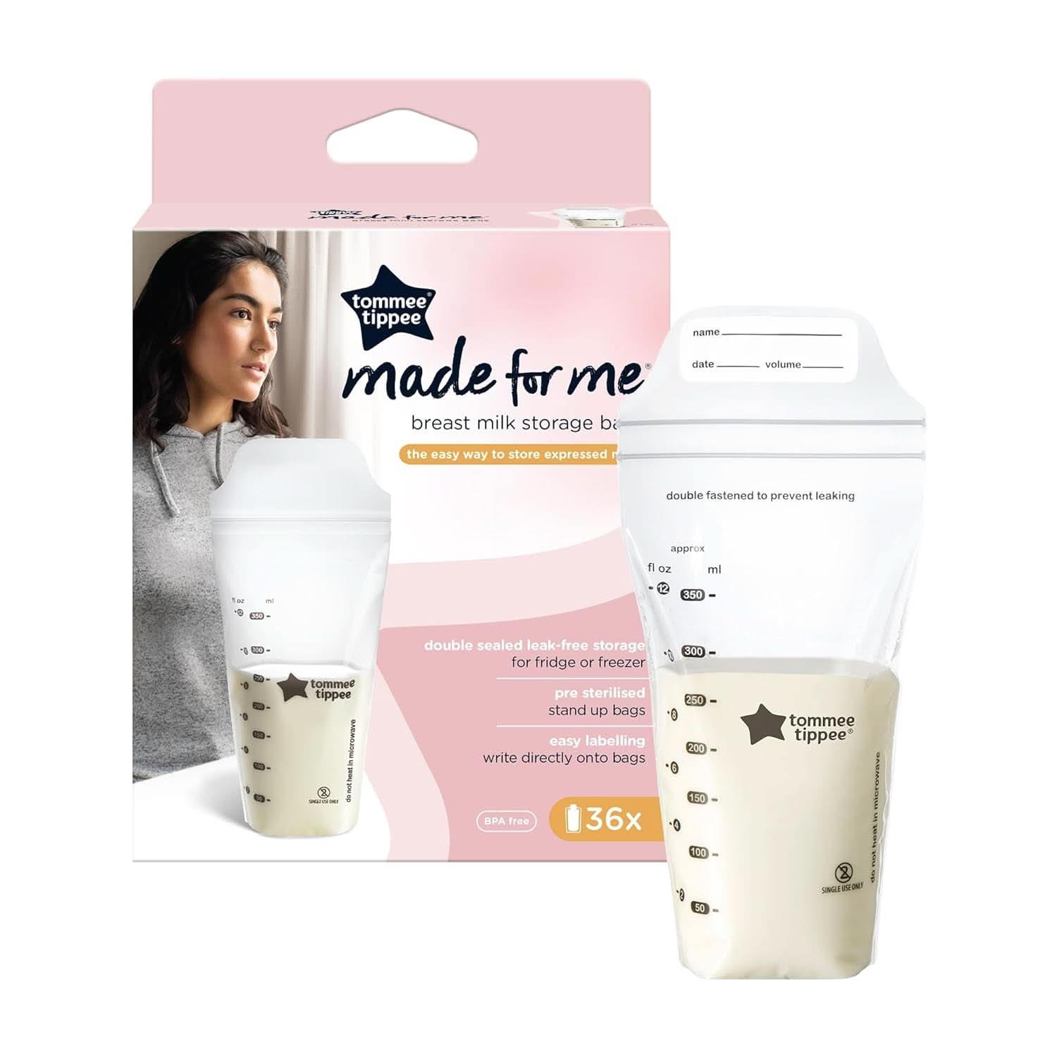 Tommee Tippee Closer to Nature Bewaarzakjes voor moedermelk, voorgesteriliseerd, 350 ml Accessoires Voeding en borstvoeding Bebe Naty Shop