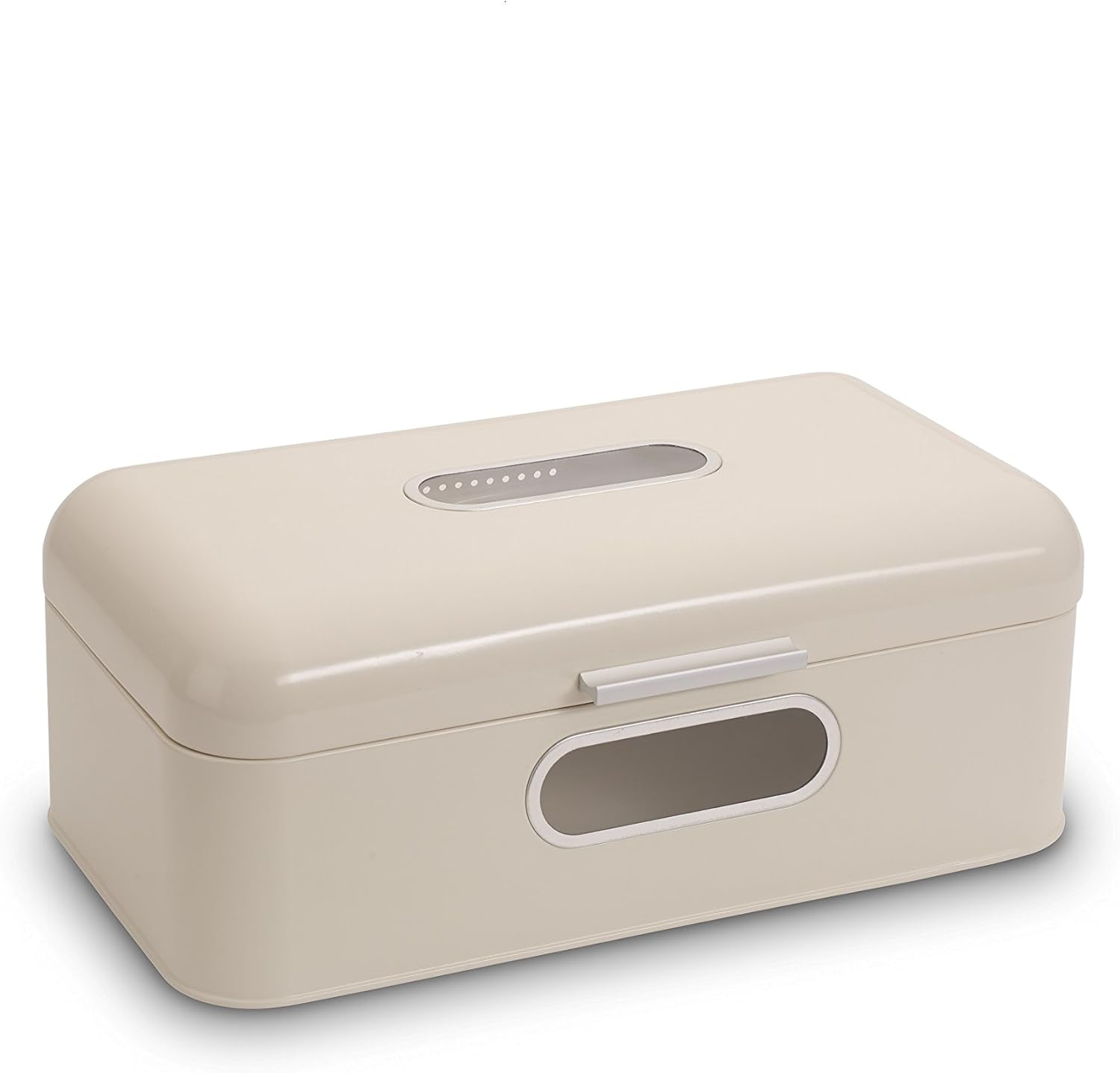 ECHTWERK Retro metalen broodmand met kijkvenster en deksel, set van 3 elegante opbergdozen, 1,4 liter inhoud, rode voedselbewaardozen Naty Shop crème groot eenpersoons