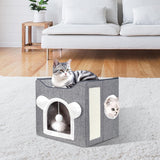 Katzenbetten voor Indoor Katzen, Faltbares Katzenhaus, Katzenhöhle 2 Schicht Würfel Großer Raum Katzenbett met Kratzbrett en Spielball, 15,8 x 15,8 x 15 inch