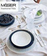 MÄSER 935079 Moderne vintage serviesset voor 2 personen, Moors design, 8-delig servies, hoogwaardige keramische borden en schalen, steengoed, wit