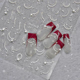 JMEOWIO 3D Nagelsticker Perlenlinie Nail Art Sticker Selbstklebend Nagelaufkleber 5D Stereoskopische Decoratie Nageldesign Zubehör 1 Blatt