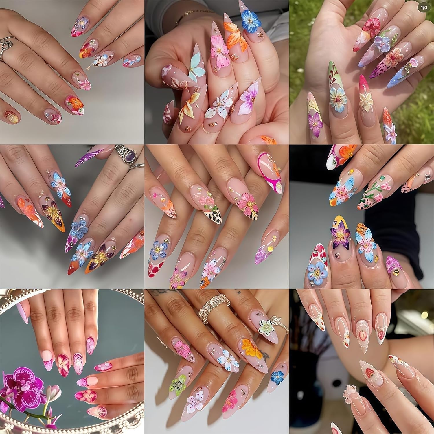 50 stuks 3D Blume Nail Charms Set, Bunte Nageldesign Zubehör, Nägel Charms en Nagel Art Charms, Perfect voor Nailart, Nageldecoratie en DIY Nageldesign