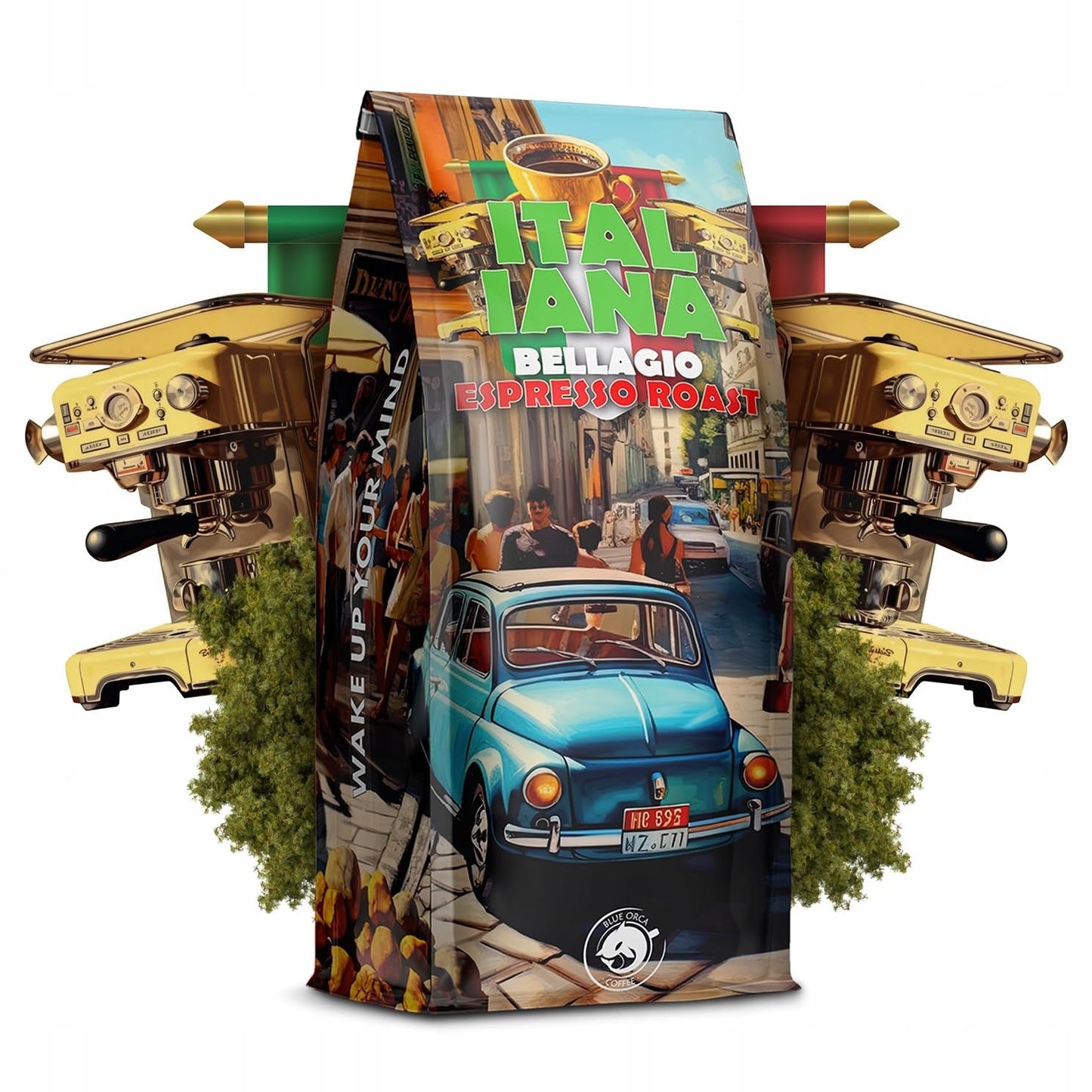Gebrande koffiebonen Italiana Bellagio 1kg | 80% Arabica en 20% Robusta | met hints van noten en pure chocolade | vers gebrand, lage zuurgraad | voor koffiemachines | Blauwe Orka Koffie