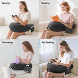Gaming- en leeskussen, leeskussen voor bed/bank/vloer, voedings-/haakkussen met groot ergonomisch gamingkussen, gamerkussen voor iPad/laptop - zwart