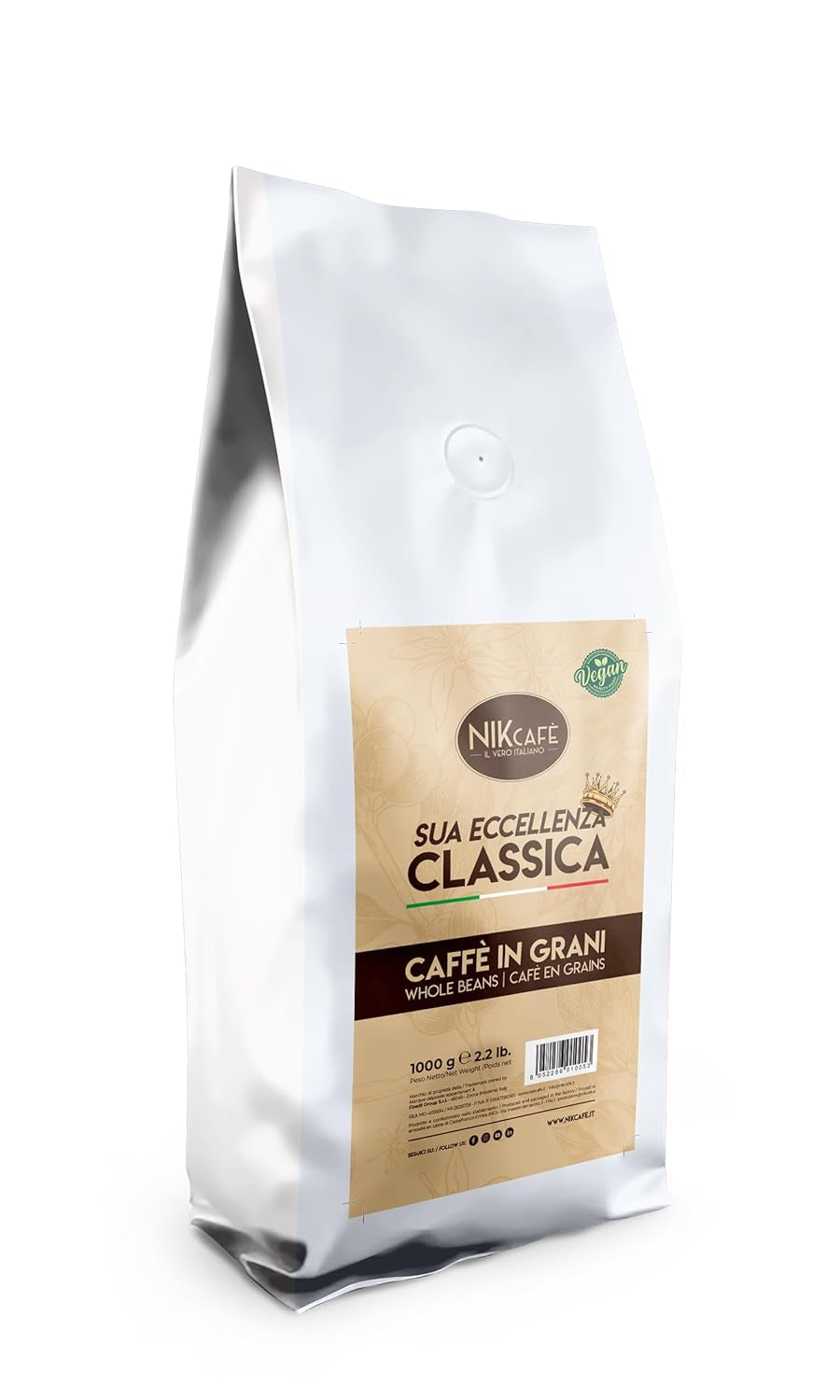 NIK CAFE' – Classico blend – gebrande koffiebonen. Zijne Excellentie, de stoere. 100% robuust