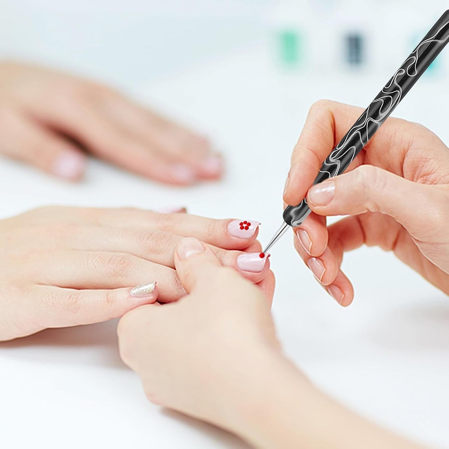 5 Stück Nail Design Dotting Tools Nagelkunst Werkzeug Nagelpunkt Pinsel Punktierung Stift Marbleizing Werkzeug Für Nagelack Maniküre, Zwart