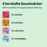 Amazon Natvoer voor volwassen katten, gemengde selectie in saus 4,8 kg (48 verpakkingen x 100 g)