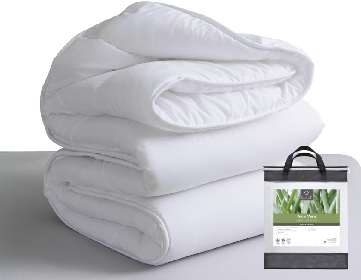 Tural - Dekbed 150 X 220 cm met Aloë Vera behandeling, vezelvulling 300 G/M², zacht, ademend, Oeko-Tex gecertificeerd (wit, bed 90 cm) Dekbedden en quilts Naty Shop 150X220