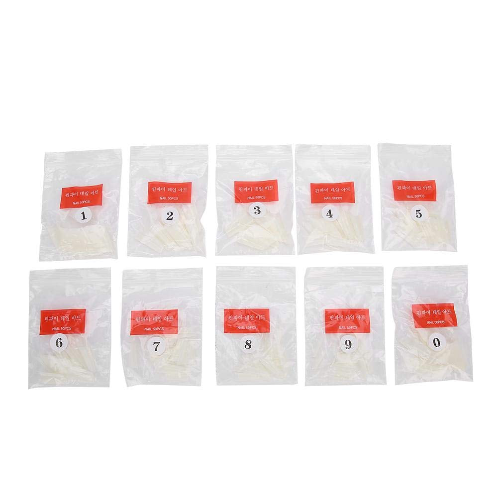500 stuks valse nageltips, natuurlijke Franse kunstnageltips voor manicure, L, doe-het-zelf nepnagels, ovale UV-gel, nagelaccessoires voor vrouwen en meisjes (natuurlijke kleur)