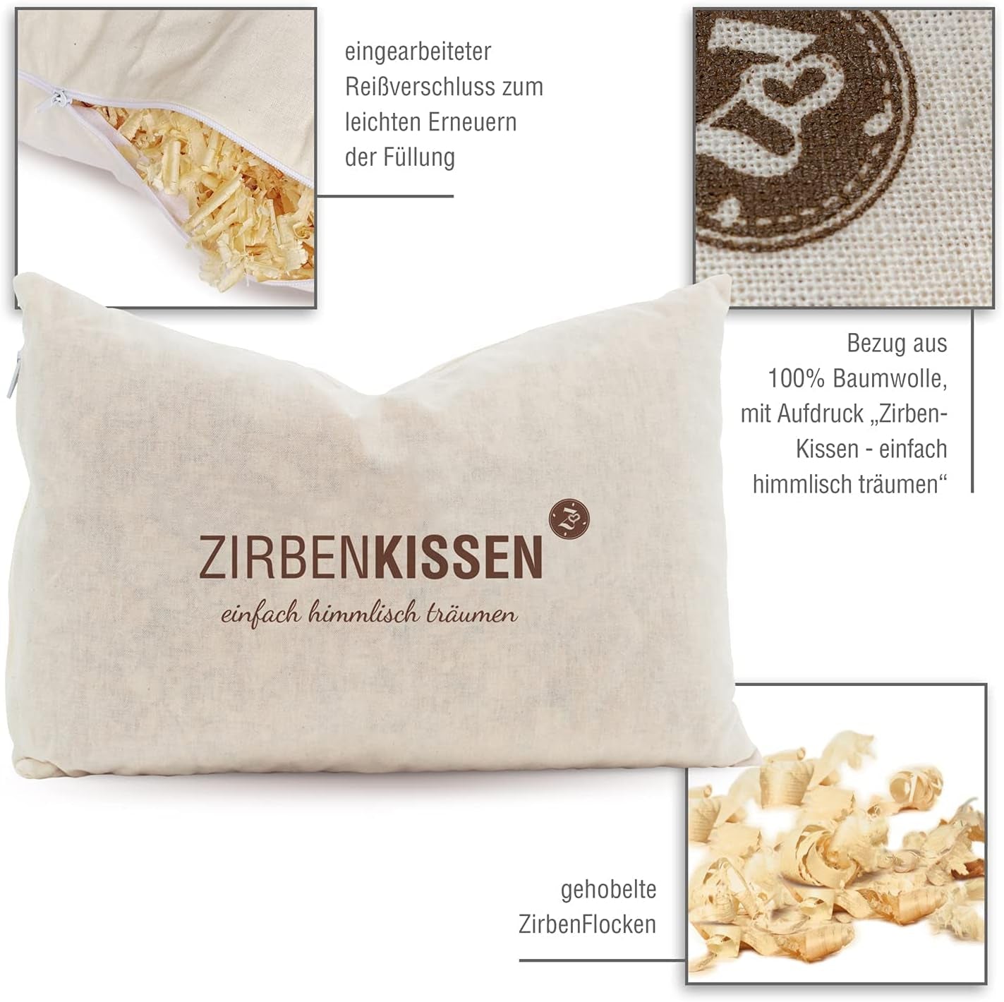 Zwitsers grenen familie Zwitsers grenen kussen Simply Heavenly Dreaming 30X20 cm, hout, naturel, 1 stuk (1 pak) Naty Shop standaard kussens
