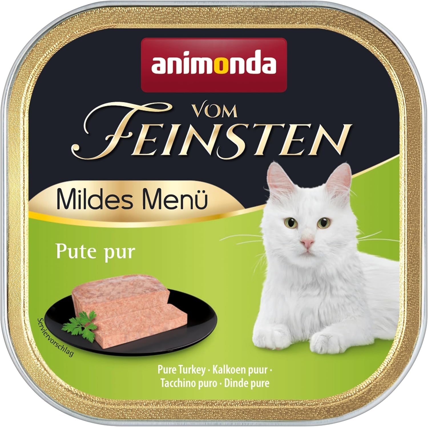 animonda vom Feinsten Mild Menu Mild Variety (32 x 100 g), graanvrij, suikervrij nat kattenvoer, licht verteerbaar voer met kalkoenvlees