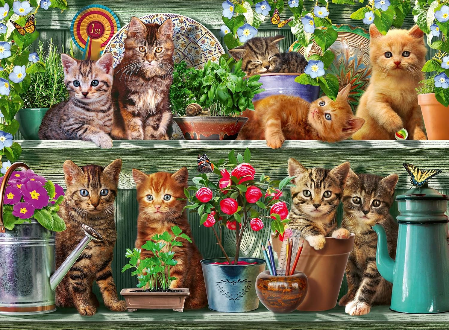 Ravensburger Puzzel 12000205 - Katzen Im Regal - Legpuzzel van 500 stukjes voor volwassenen en kinderen vanaf 10 jaar, kattendierenpuzzel Puzzel Naty Shop Nieuw Design