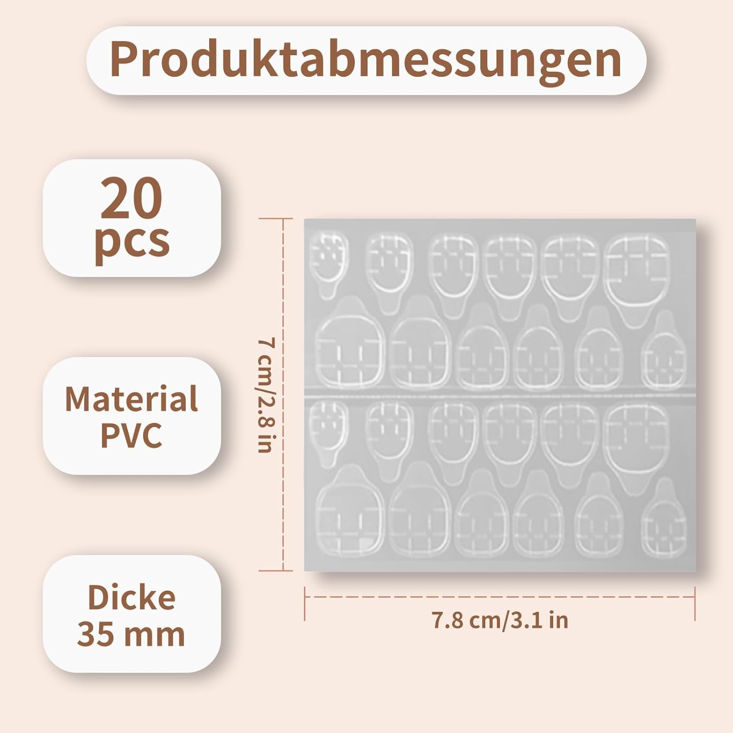 20 Jelly-nagellijmtabletten - Doorzichtige, sterke dubbelzijdige zelfklevende pads Waterdicht Herbruikbaar Druk op nagels DIY-manicureset Nagelaccessoires