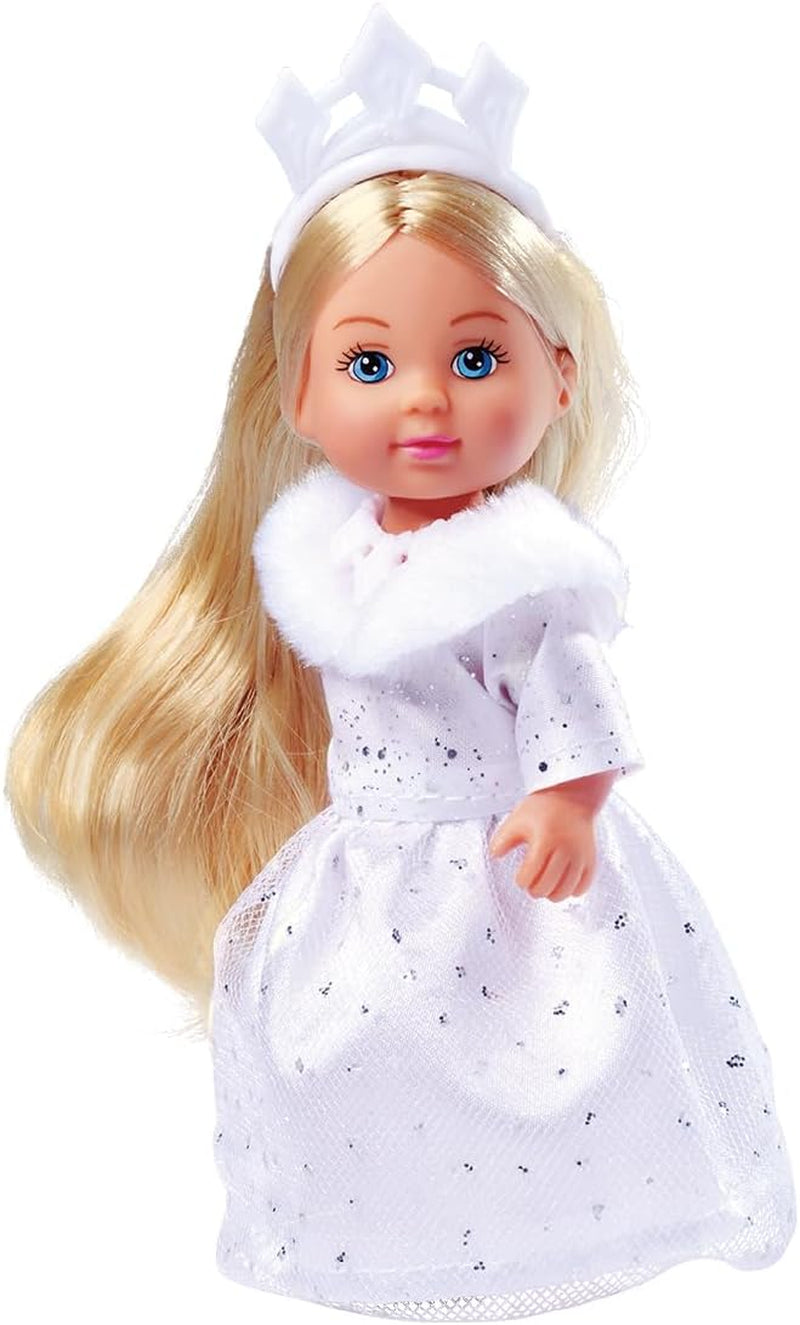 Simba Evi Princess of Love's Dreams, speelpop in een dromerige winterjurk met bontrand en glitterelementen, 12 cm, vanaf 3 jaar