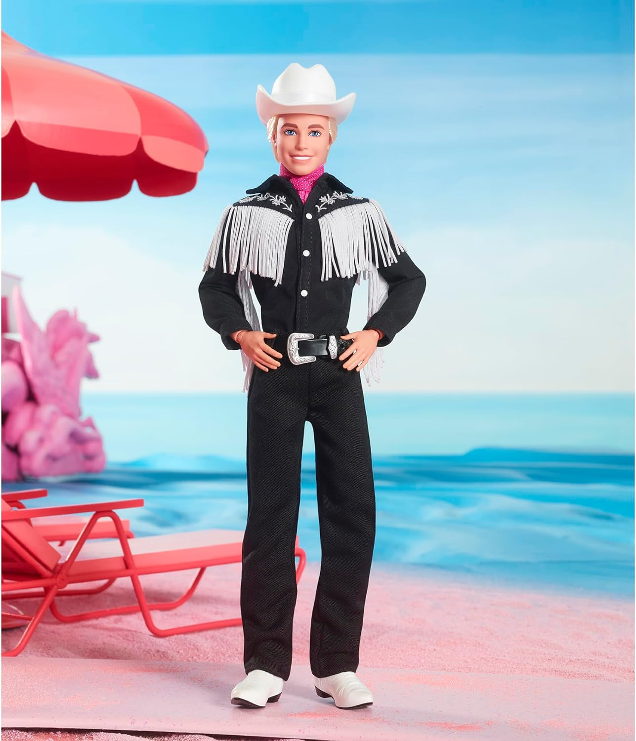 BARBIE de FILM Ken - verzamelpop in westerse outfit, vintage shirt, cowboyhoed, witte laarzen uit de film voor kinderen vanaf 3 jaar, HRF30 Naty Shop-poppen