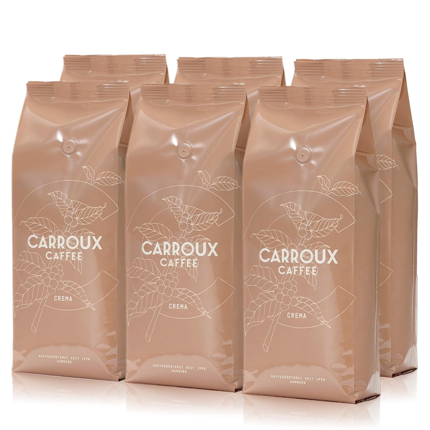 CARROUX Crema hele koffiebonen (6 x 500 g) - Premium koffiebonen uit Hamburg - Traditioneel vers gebrand