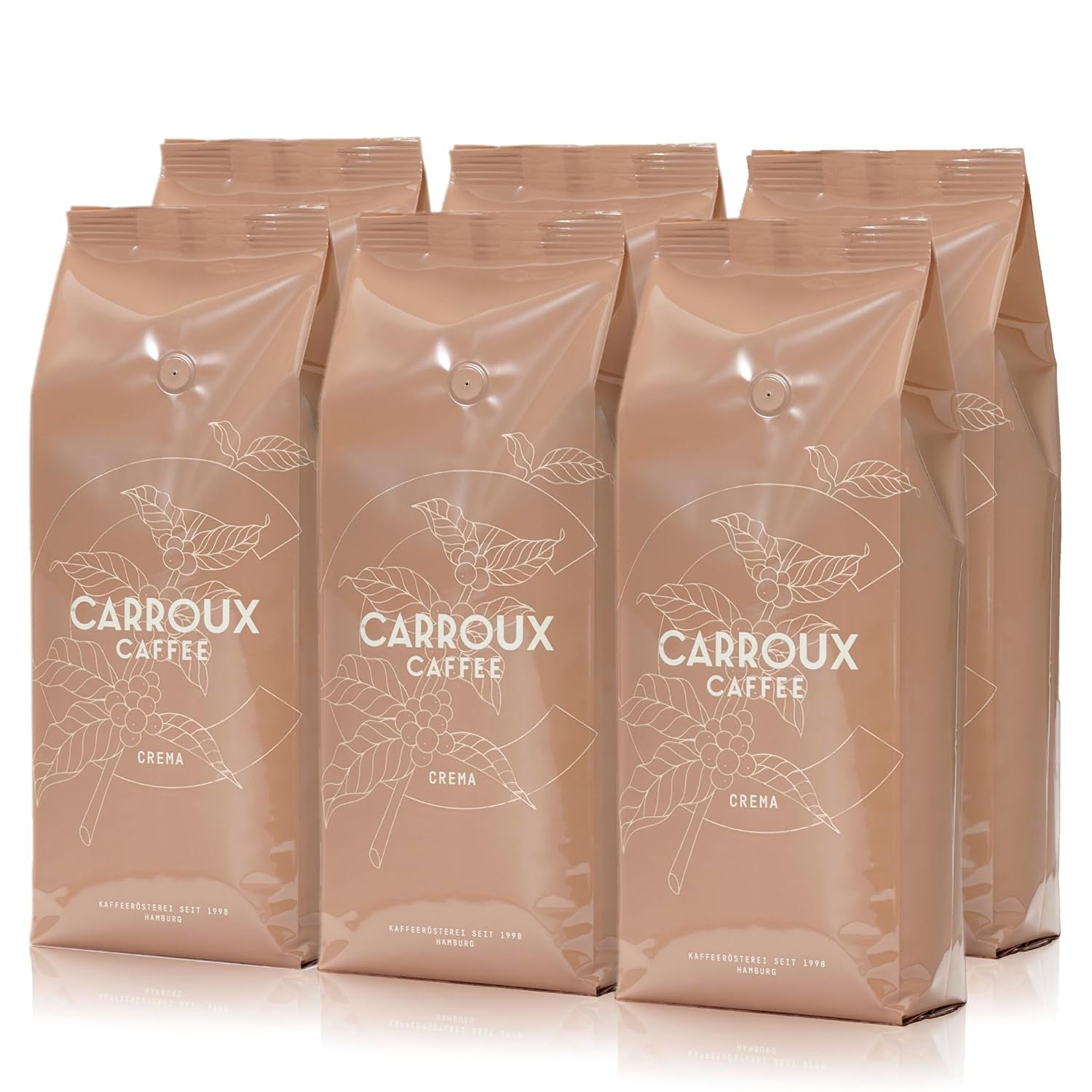 CARROUX Crema hele koffiebonen (6 x 500 g) - Premium koffiebonen uit Hamburg - Traditioneel vers gebrand