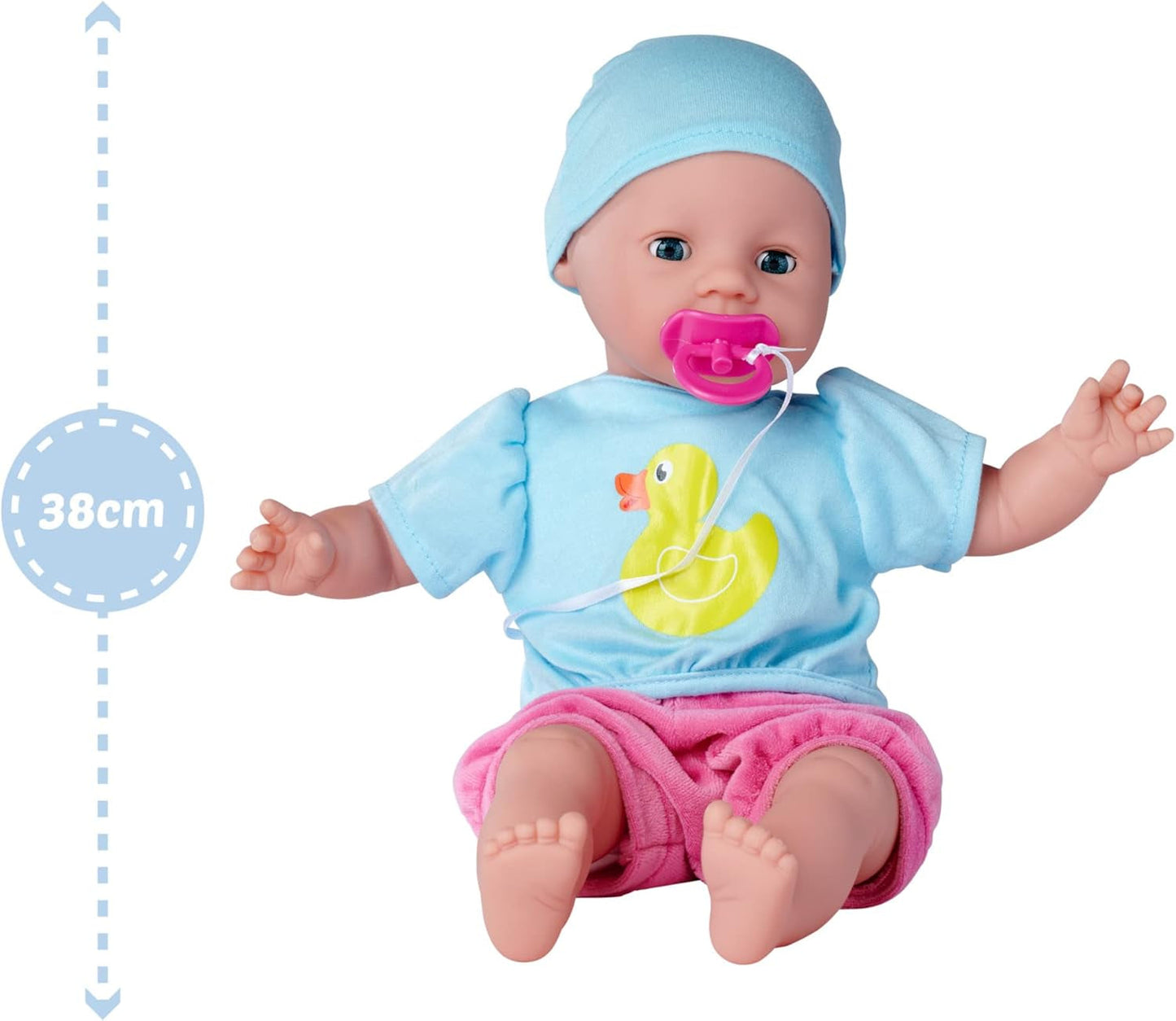 Simba 105010964 - Laura Hungry zachte pop met fopspeen, magische lepel, verdwijnfles en bord, 38 cm, babypop voor kinderen vanaf 2 jaar