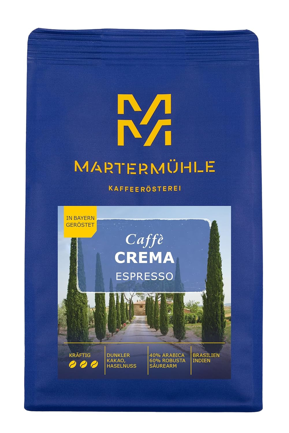 Martermühle Sterke Espressocrème 500g | Arabica/Robusta | Smaken: Donkere cacao, hazelnoot | Licht gebrande hele espressobonen, lage zuurgraad