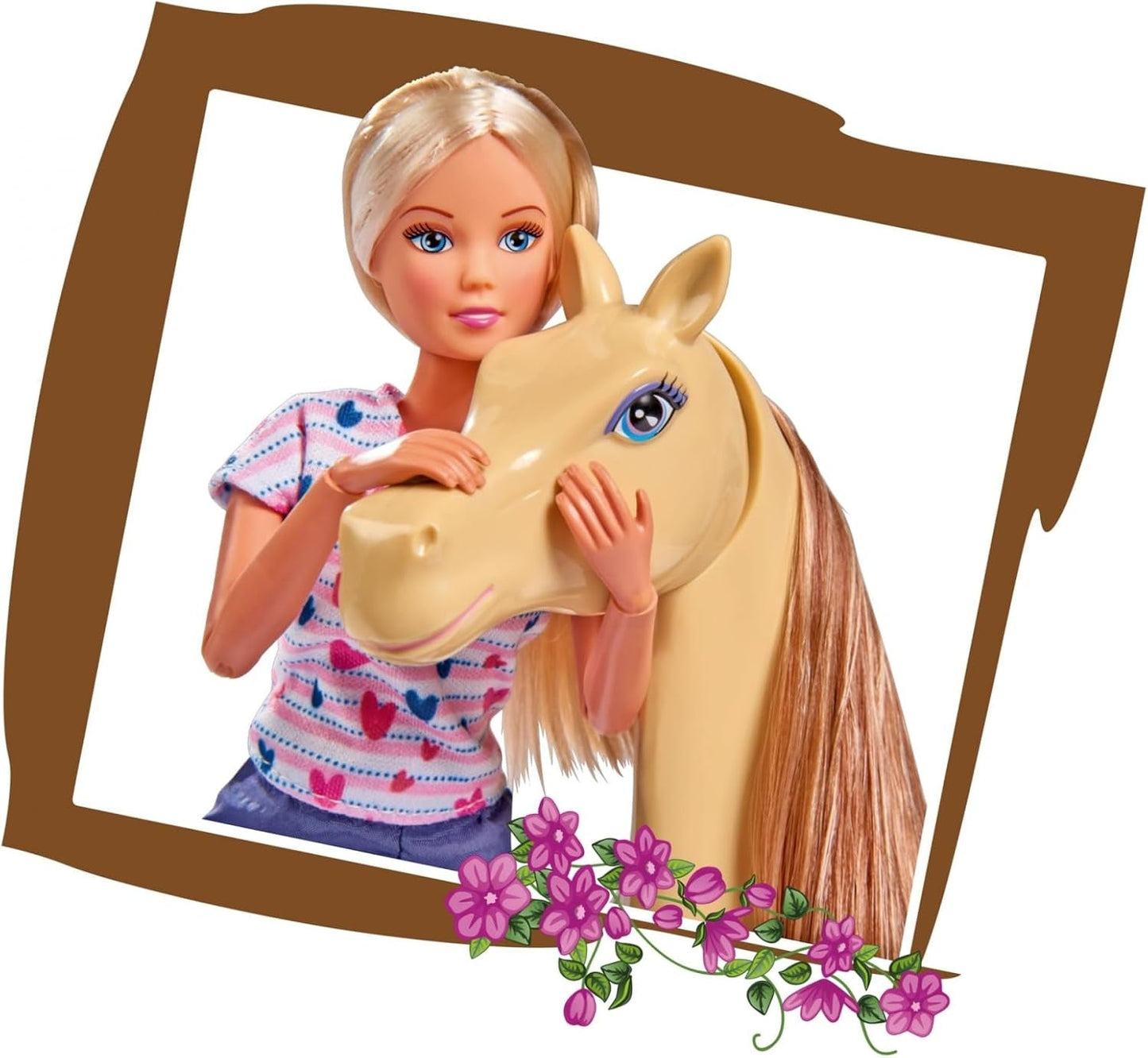 Simba 105730939 - Steffi Love Riding Tour, In rijpak, Met 2 paarden, Volledig gelede pop, Aankleedpop, 29cm, Voor kinderen vanaf 3 jaar Poppen Naty Shop