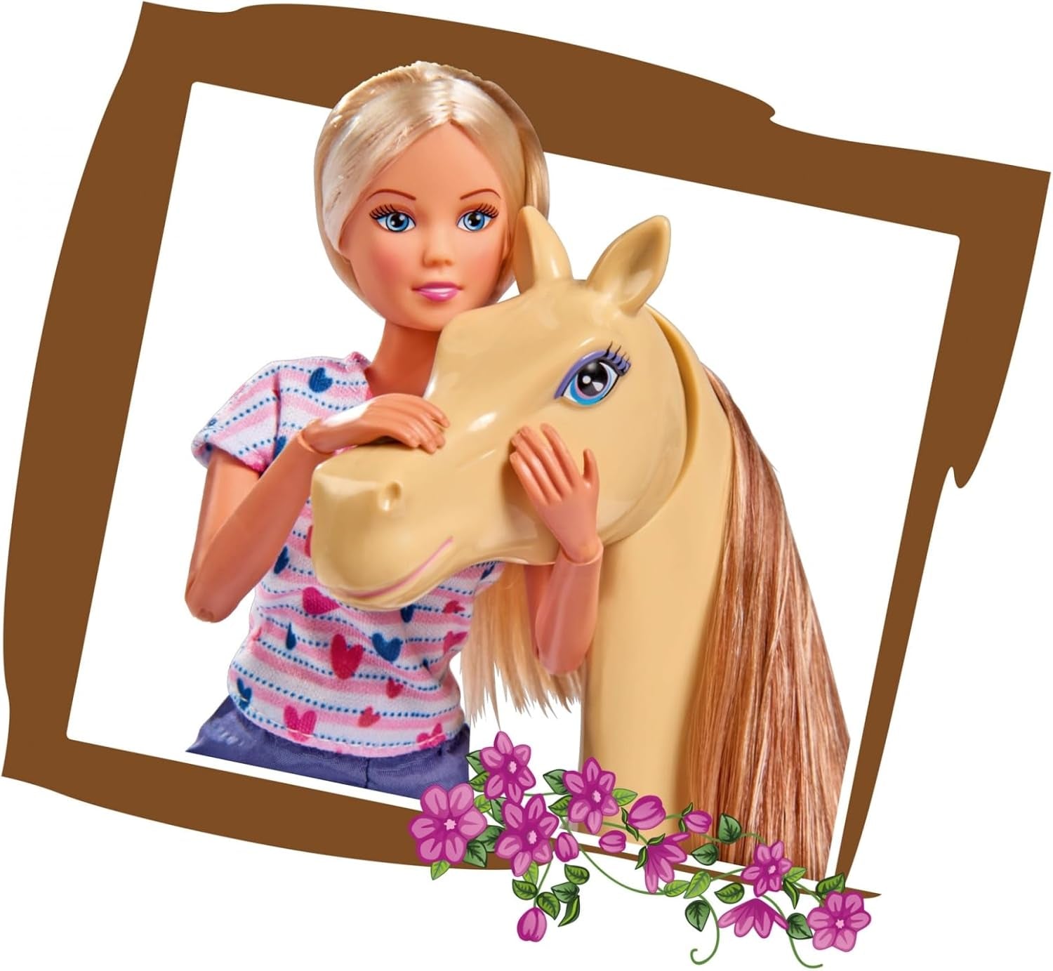 Simba 105730939 - Steffi Love Riding Tour, In rijpak, Met 2 paarden, Volledig gelede pop, Aankleedpop, 29cm, Voor kinderen vanaf 3 jaar Poppen Naty Shop