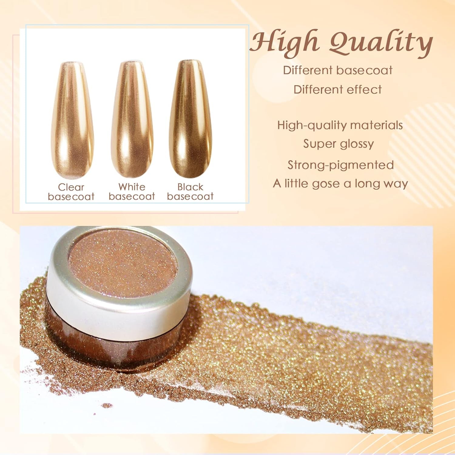 Chrome Nagel Pulver Spiegel Effect Metallic Staub Holografisch Glitter Glasierte Maniküre Decoratie Reflektierende Pigment voor DIY Gel Polish Nail Art, Harz Handwerk, Geschenke voor Goud
