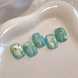 2 Stück Selbstklebende Nagelsticker Mit Muscheleffekt, Vierstrahlstern Und Goldfisch Design, Nagelaufkleber Für Fingernägel, Nail Art Zubehör Für Gelnägel