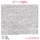 Scrapcooking - 4 stuks markers: goud, chocolade, wit en rood - decoratieve eetbare stiften voor het schrijven en tekenen op desserts, taarten en koekjes
