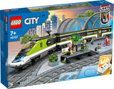 LEGO City Passagierssneltrein, treinset met afstandsbediening, spoorwegspeelgoed met koplampen, 2 rijtuigen en 24 baanelementen, cadeau voor kinderen, jongens en meisjes 60337 Bouwsets Besuche in LEGO-Store