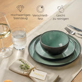 Twinzee 24-delige aardewerk serviesset voor 6 personen - kom en bordenset - magnetronbestendig steengoed - Riviera-collectie