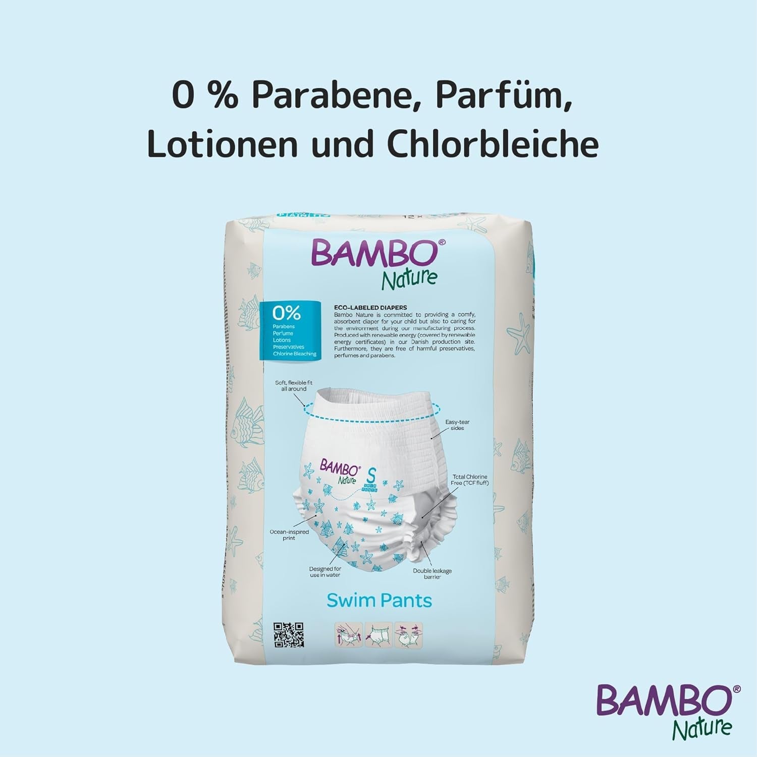 Bambo Nature Babyzwemluiers, maat S (7-12 kg), 12 luiers | Secure Fit Wegwerp Zwemluiers | Waterdicht comfort tijdens waterspelen
