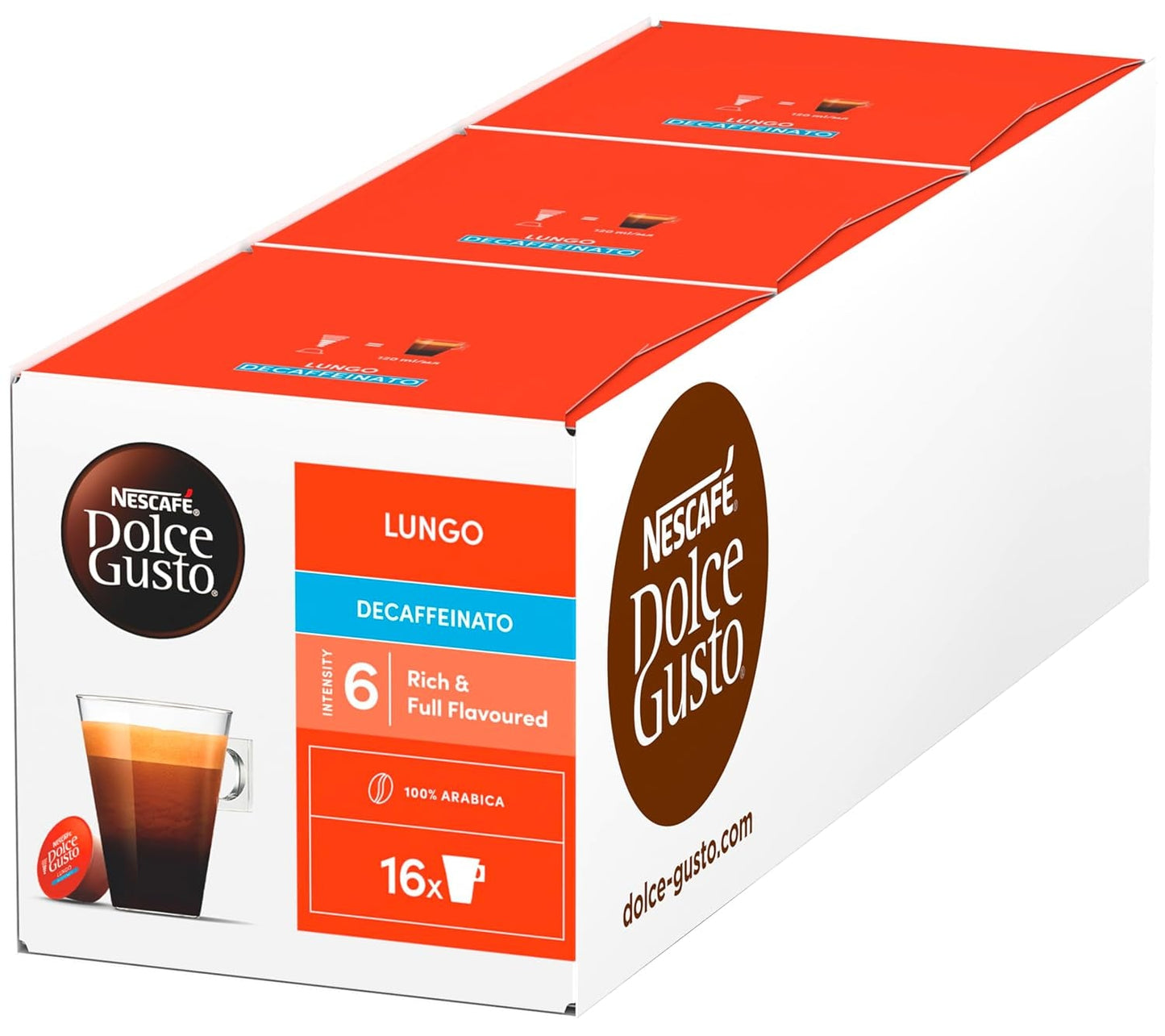 NESCAFÉ DOLCE GUSTO Lungo Decaffeinato koffiecapsules 3er-pakket (3 x 16 capsules)