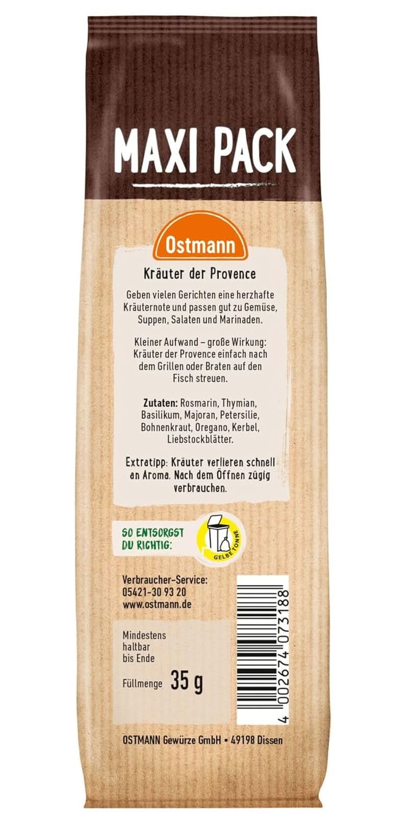 Ostmann, Mediterrane kruidenmix voor stoofschotels, pizza en pasta, 35 gram Naty Shop