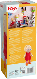 HABA 302108 - Annelie pop, stoffen pop met kleding en haar, 30 cm, speelgoed vanaf 18 maanden, rood Poppen Naty Shop