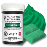 Sugarflair Colourflex Extra Paste Verde voedselkleuring - Eetbare kleurstof voor botercrème, chocolade, suikerpasta, glazuur, fondant, cakemixen, deeg en meer - 25g