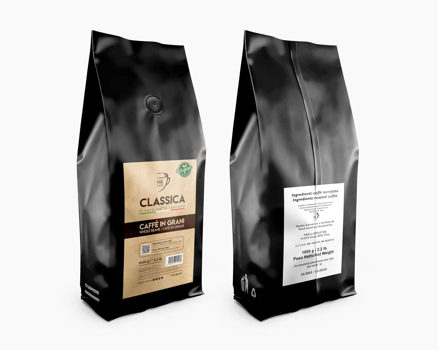 NIK CAFE' – Classico blend – gebrande koffiebonen. Zijne Excellentie, de stoere. 100% robuust