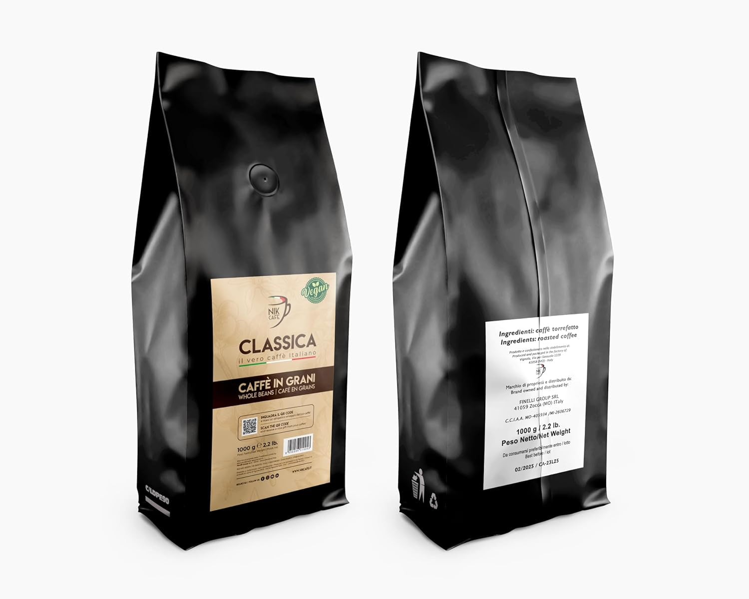NIK CAFE' – Classico blend – gebrande koffiebonen. Zijne Excellentie, de stoere. 100% robuust