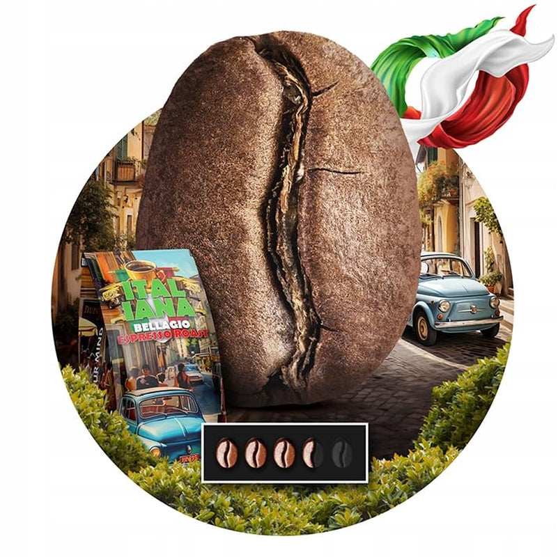 Gebrande koffiebonen Italiana Bellagio 1kg | 80% Arabica en 20% Robusta | met hints van noten en pure chocolade | vers gebrand, lage zuurgraad | voor koffiemachines | Blauwe Orka Koffie
