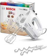 Bosch Hausgeräte Handrührer Clevermixx MFQ24200, 2 Rührbesen, 2 Spülmaschinengeeignet, 4 Stufen, Leicht, Leise, 400 W Weiß/Edelstahl Keuken Naty Shop