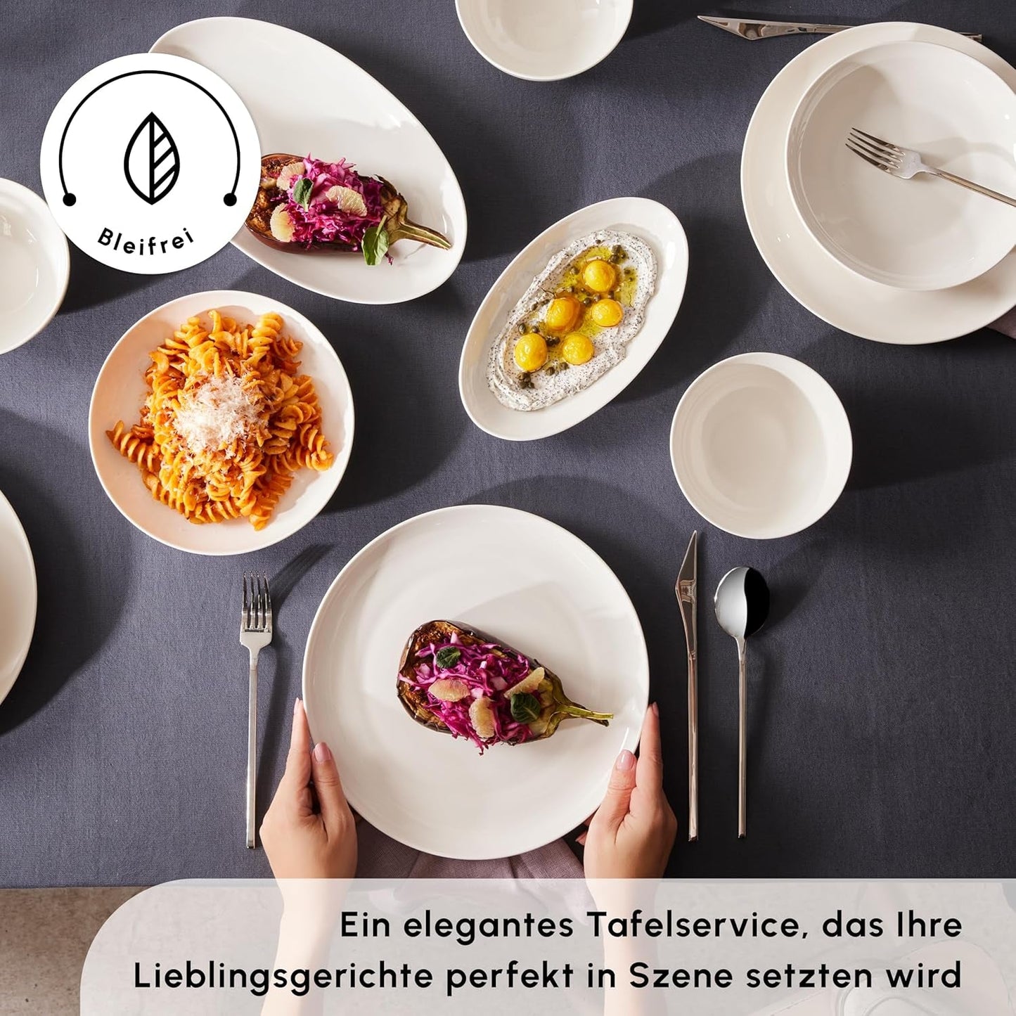 Karaca Allure serviesset voor 12 personen, New Generation Bone - Verfijnde set voor een verfijnde eetcultuur