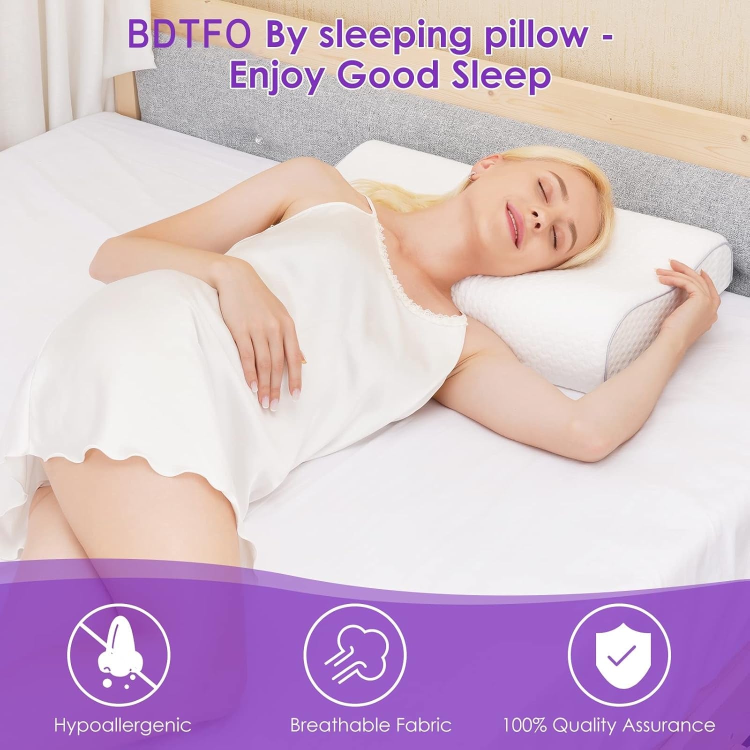BDTFO Nekpijn Memory Foam Kussen Orthopedisch Cervicaal Contourkussen Neksteun voor de buikzijslaper met wasbare ademende ritssluiting Cervicale orthopedische kussens Naty Shop