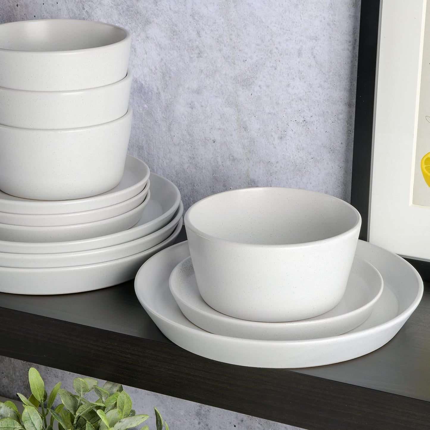 Sofia Coupe serviesset, servies voor 4 (12-delig), wit met stippen