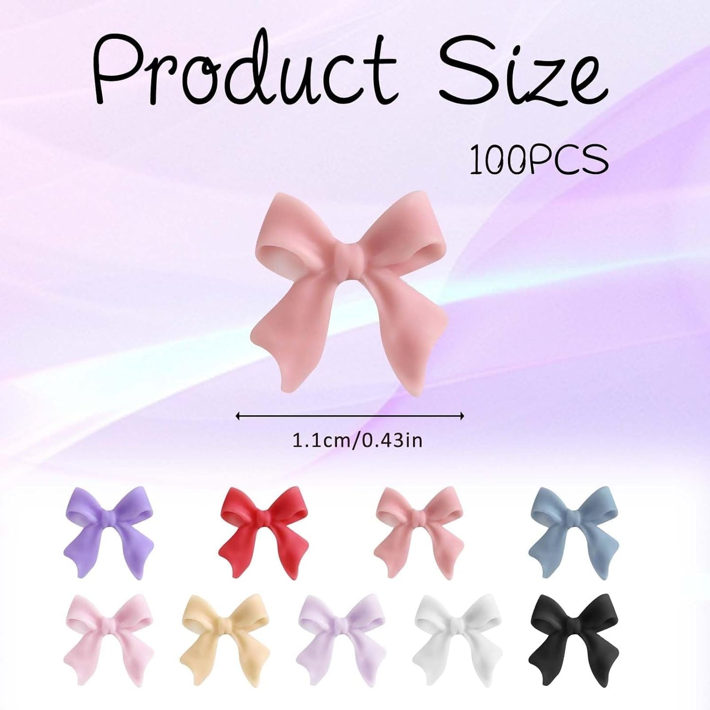 100 Stück 3D Nail Decorations Sets Schleifen Nagelanhänger Nagelkunst Dekorationen Schleife Für Acrylnägel, Süße Kawaii-Schleifenanhänger, Hübsche Nagel-Schleifenanhänger-Dekoration