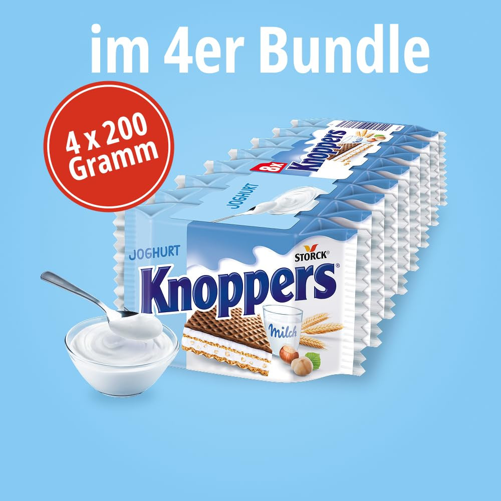 Yoghurt – 4 x 200 g – Wafelschijfjes gevuld met yoghurt en nougatcrème, hazelnoten en cacao