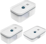 Zwilling Fresh & Save Vacuüm Lunchbox Set / Koelkastopslag, 3 Stuks, Kunststof, Semi-transparant, La Mer Voedselbewaardozen Naty Shop Standaardtitel